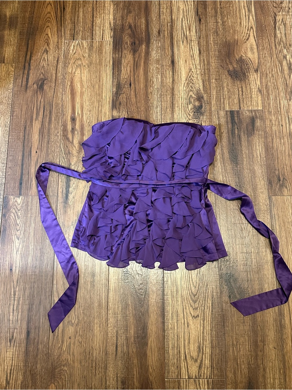 Women's Purple Ruffled Strapless Top
